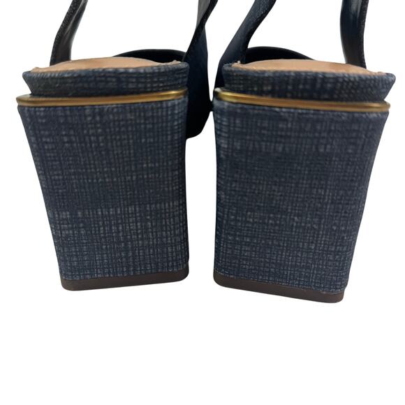 Vince Camuto Blue Hamden Leather Textile Slingback Pumps Women's Size 7.5 - Picture 5 of 9